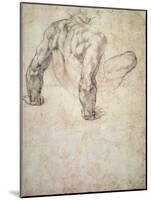 W.63R Study of a Male Nude, Leaning Back on His Hands-Michelangelo Buonarroti-Mounted Giclee Print