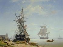Ships in a Dutch Estuary, 19th Century-W.A. van Deventer-Framed Stretched Canvas
