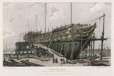 The "Nelson" Warship Under Construction on the Thames at Woolwich London-W.b. Cooke-Mounted Art Print