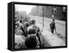 W. Berlin Citizens Crowding Against Nascent Berlin Wall in Russian Controlled Sector of the City-Paul Schutzer-Framed Stretched Canvas