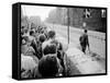 W. Berlin Citizens Crowding Against Nascent Berlin Wall in Russian Controlled Sector of the City-Paul Schutzer-Framed Stretched Canvas