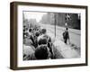 W. Berlin Citizens Crowding Against Nascent Berlin Wall in Russian Controlled Sector of the City-Paul Schutzer-Framed Photographic Print