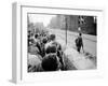 W. Berlin Citizens Crowding Against Nascent Berlin Wall in Russian Controlled Sector of the City-Paul Schutzer-Framed Photographic Print