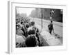 W. Berlin Citizens Crowding Against Nascent Berlin Wall in Russian Controlled Sector of the City-Paul Schutzer-Framed Photographic Print