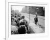 W. Berlin Citizens Crowding Against Nascent Berlin Wall in Russian Controlled Sector of the City-Paul Schutzer-Framed Photographic Print