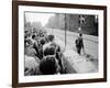 W. Berlin Citizens Crowding Against Nascent Berlin Wall in Russian Controlled Sector of the City-Paul Schutzer-Framed Photographic Print