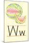 W Is for Watermelon-null-Mounted Art Print