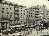 Streetcars outside the Astor House Hotel-W.J. Roege-Photographic Print