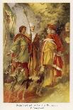 An Encounter Between the Outlaw Robin Hood and the Upholder of the Law the Sheriff of Nottingham-W. Otway Cannell-Art Print