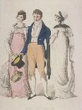 Two Women Wearing Walking Dresses Accompanied by a Man, C1810-W Read-Giclee Print