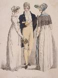 Two Women Wearing Walking Dresses Accompanied by a Man, C1810-W Read-Framed Giclee Print