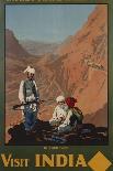 Visit India - Indian State Railways, Khyber Pass Poster-W.S Bylityllis-Framed Giclee Print