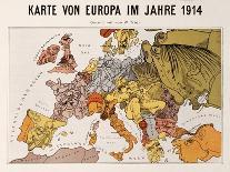Satirical Map - Karte Von Europa Im Jahre 1914-W. Trier-Stretched Canvas