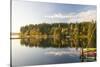 WA, Bainbridge Island. Fall Color Reflected on Fletcher Bay-Trish Drury-Stretched Canvas