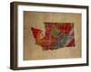 WA Colorful Counties-Red Atlas Designs-Framed Giclee Print