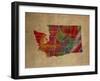 WA Colorful Counties-Red Atlas Designs-Framed Giclee Print