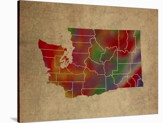 WA Colorful Counties-Red Atlas Designs-Stretched Canvas