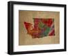 WA Colorful Counties-Red Atlas Designs-Framed Giclee Print