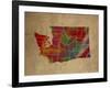 WA Colorful Counties-Red Atlas Designs-Framed Premium Giclee Print