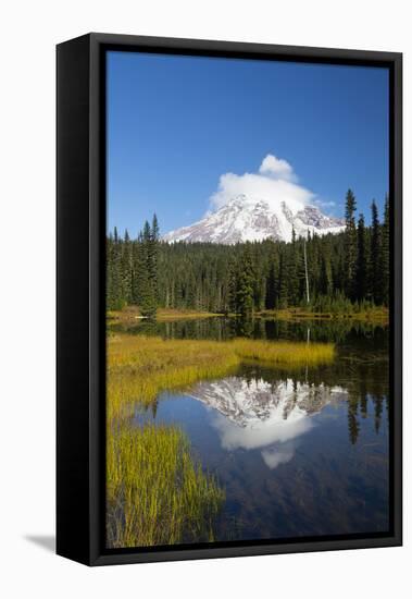 Wa, Mount Rainier National Park, Mount Rainier Reflected in Reflection Lake-Jamie And Judy Wild-Framed Stretched Canvas