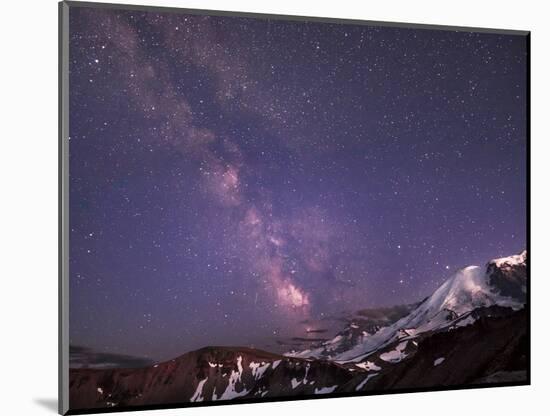 WA. Night shot of Milky Way and stars over Mt. Rainier-Gary Luhm-Mounted Photographic Print