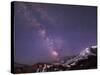 WA. Night shot of Milky Way and stars over Mt. Rainier-Gary Luhm-Stretched Canvas