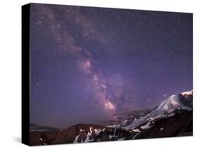 WA. Night shot of Milky Way and stars over Mt. Rainier-Gary Luhm-Stretched Canvas
