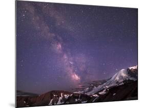 WA. Night shot of Milky Way and stars over Mt. Rainier-Gary Luhm-Mounted Photographic Print