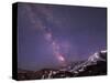 WA. Night shot of Milky Way and stars over Mt. Rainier-Gary Luhm-Stretched Canvas