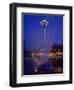 Wa, Seattle, International Fountain with Holiday Lights and the Space Needle-Jamie And Judy Wild-Framed Photographic Print