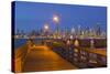 Wa, Seattle, Seacrest Park Fishing Pier, with Skyline View over Elliott Bay from West Seattle-Jamie And Judy Wild-Stretched Canvas