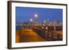 Wa, Seattle, Seacrest Park Fishing Pier, with Skyline View over Elliott Bay from West Seattle-Jamie And Judy Wild-Framed Photographic Print