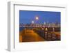 Wa, Seattle, Seacrest Park Fishing Pier, with Skyline View over Elliott Bay from West Seattle-Jamie And Judy Wild-Framed Photographic Print