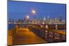 Wa, Seattle, Seacrest Park Fishing Pier, with Skyline View over Elliott Bay from West Seattle-Jamie And Judy Wild-Mounted Photographic Print