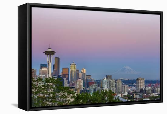 Wa, Seattle, Skyline View from Kerry Park, with Mount Rainier-Jamie And Judy Wild-Framed Stretched Canvas