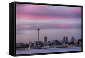 Wa, Seattle, Space Needle and Elliott Bay from West Seattle-Jamie And Judy Wild-Framed Stretched Canvas