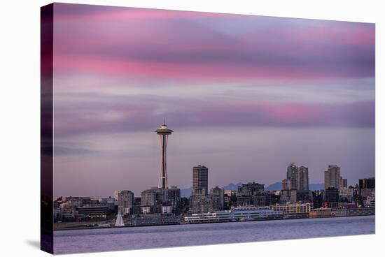 Wa, Seattle, Space Needle and Elliott Bay from West Seattle-Jamie And Judy Wild-Stretched Canvas