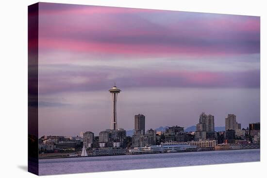 Wa, Seattle, Space Needle and Elliott Bay from West Seattle-Jamie And Judy Wild-Stretched Canvas