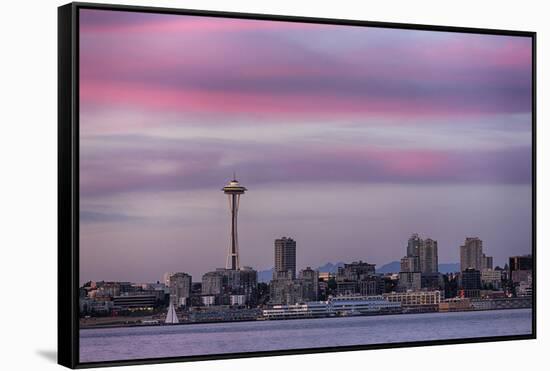 Wa, Seattle, Space Needle and Elliott Bay from West Seattle-Jamie And Judy Wild-Framed Stretched Canvas