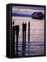 Wa State Ferry Coming in to Dock, Seattle, Washington, USA-Lawrence Worcester-Framed Stretched Canvas