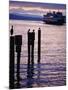 Wa State Ferry Coming in to Dock, Seattle, Washington, USA-Lawrence Worcester-Mounted Photographic Print