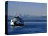 Wa State Ferry Nearing Colman, Seattle, Washington, USA-Lawrence Worcester-Stretched Canvas