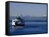 Wa State Ferry Nearing Colman, Seattle, Washington, USA-Lawrence Worcester-Framed Stretched Canvas