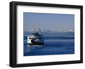 Wa State Ferry Nearing Colman, Seattle, Washington, USA-Lawrence Worcester-Framed Photographic Print