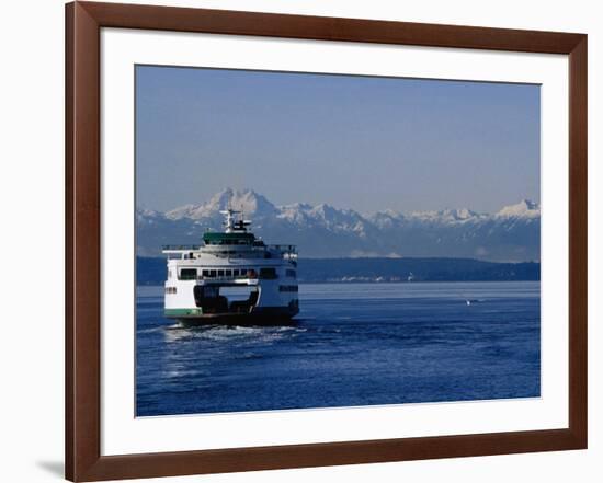 Wa State Ferry Nearing Colman, Seattle, Washington, USA-Lawrence Worcester-Framed Photographic Print