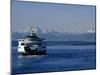 Wa State Ferry Nearing Colman, Seattle, Washington, USA-Lawrence Worcester-Mounted Premium Photographic Print