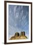 WA, Walla Walla County. Twin Sisters Monument and Streaking Clouds-Brent Bergherm-Framed Photographic Print