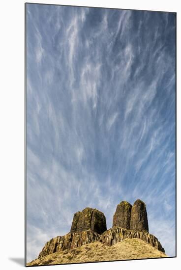 WA, Walla Walla County. Twin Sisters Monument and Streaking Clouds-Brent Bergherm-Mounted Photographic Print