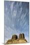 WA, Walla Walla County. Twin Sisters Monument and Streaking Clouds-Brent Bergherm-Mounted Photographic Print