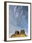 WA, Walla Walla County. Twin Sisters Monument and Streaking Clouds-Brent Bergherm-Framed Photographic Print